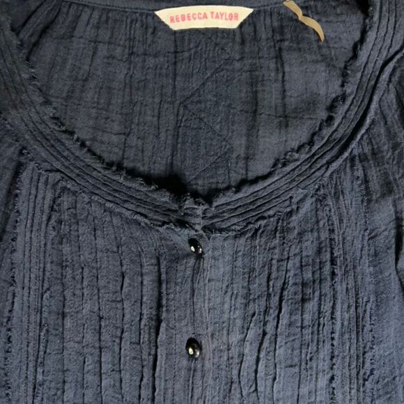Rebecca Taylor, V-Neck Long Sleeve Button Down Tunic in Dark Navy Women’s Small - Picture 3 of 10